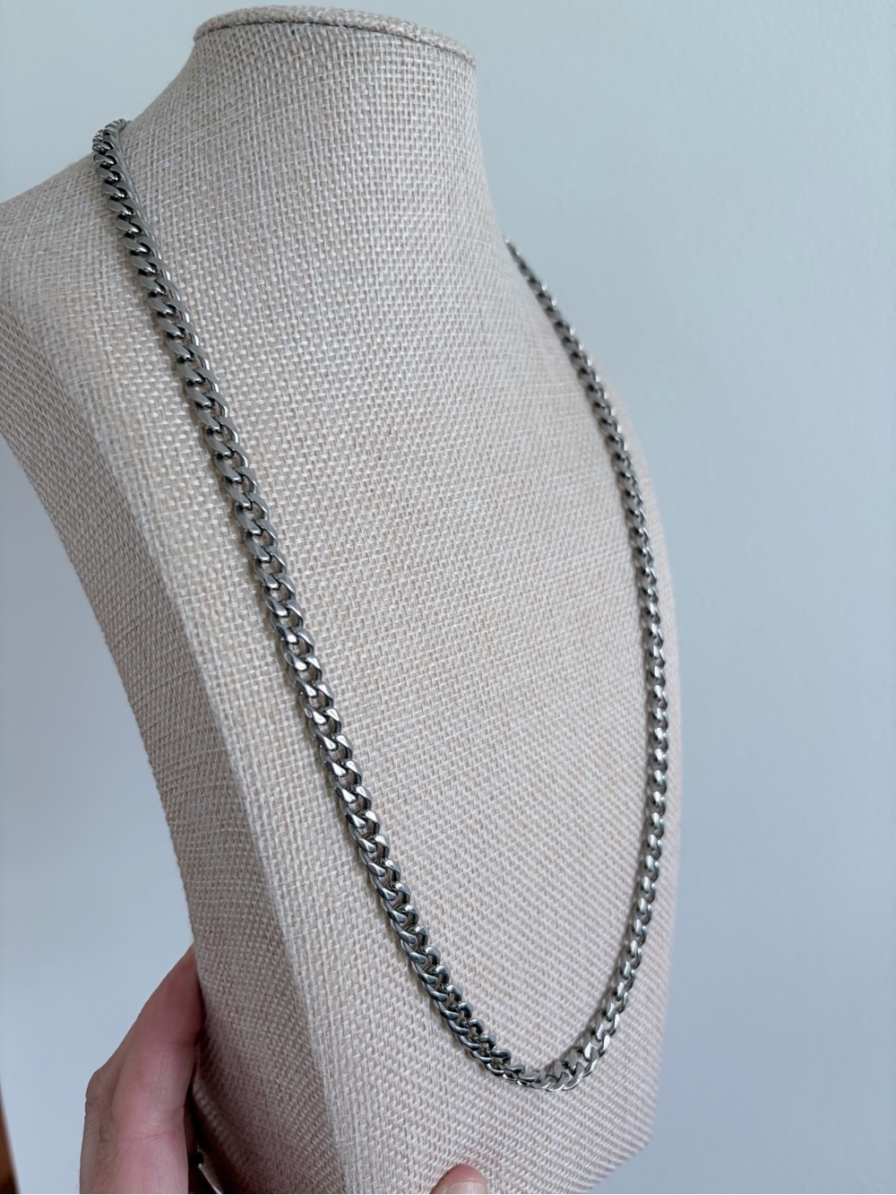 Men's Stainless Steel Cuban Chain Necklace - Silver